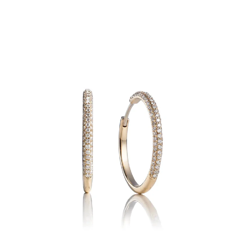 Creol 2 cm 18K Gold, Rosegold or Whitegold Hoops w. Diamonds