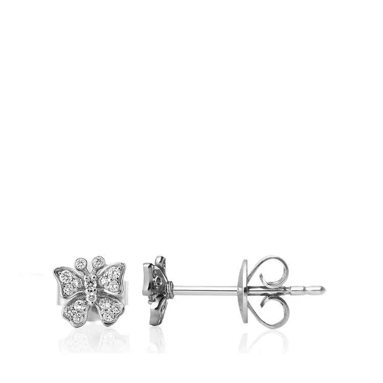 Fairytale Butterfly Small 18K Gold, Rosegold or Whitegold Studs w. Diamonds