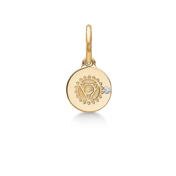 Inner Peace Throatchakra 18K Gold Pendant w. Diamond